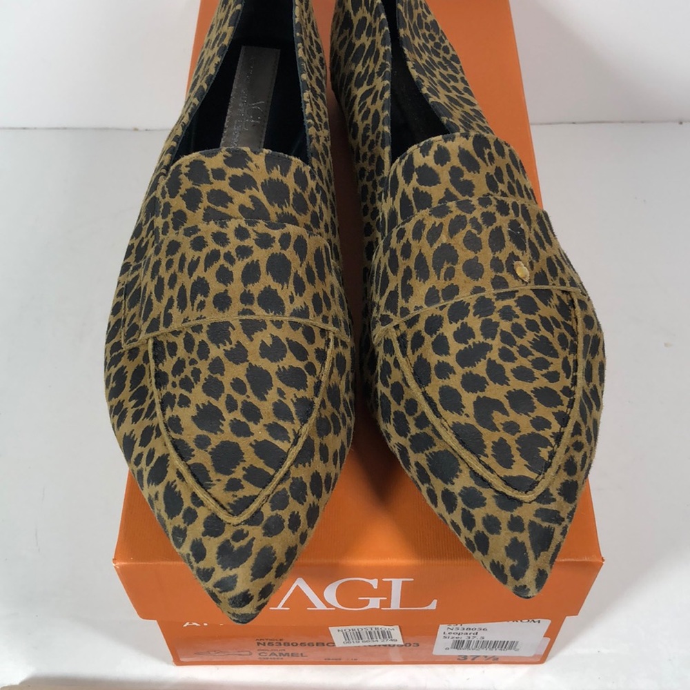 Women's Leopard Flat Shoes Attilio Giusti Leombruni 37 1/2  Italy new 7